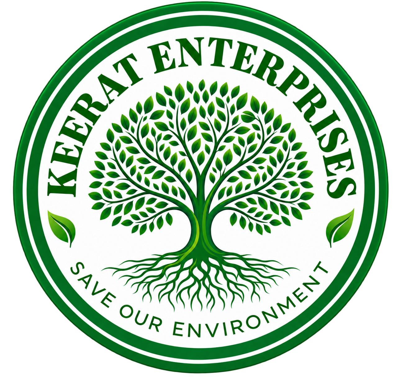 Circular Green Tree Environmental Emblem